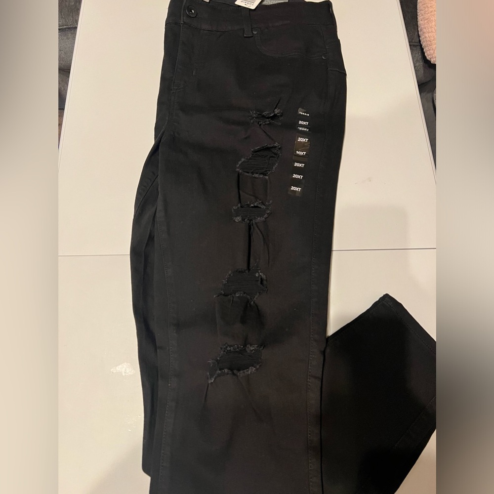 Torrid Jeans 20XT Womens Black Denim Bombshell Skinny Distressed Ripped